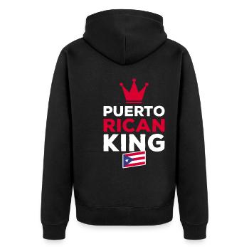 Puerto Rico | Puerto Ricaner Flagge Geschenkideen - Unisex Premium Bio Zip Hoodie - Schwarz - Hinten - Nico (187cm)