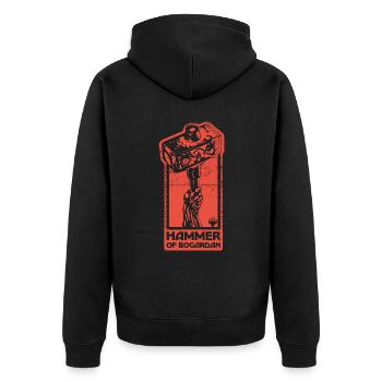Magic: The Gathering Hammer Of Bogardan Red - Unisex Premium Organic Zip Hoodie - black - Back - Nico (187cm)