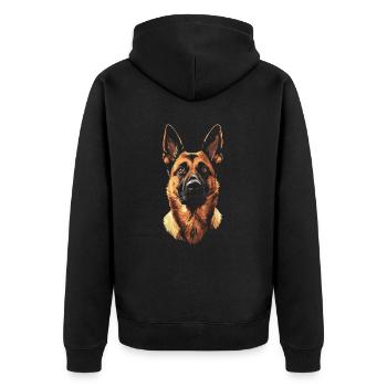 German Shepherd Portrait Dog Dog - Unisex Premium Organic Zip Hoodie - black - Back - Nico (187cm)