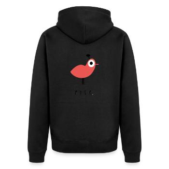 Vogel - Unisex Premium Bio Zip Hoodie - Schwarz - Hinten - Nico (187cm)