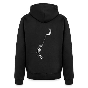 Hang Time - Unisex Premium Organic Zip Hoodie - black - Back - Nico (187cm)