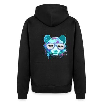 dad bear,dad,panda bear, graffiti,colorful,blue - Unisex Premium Organic Zip Hoodie - black - Back - Nico (187cm)