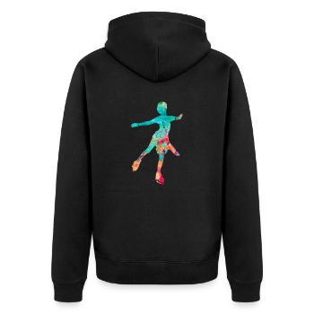 Eiskunstlauf PopArt - Unisex Premium Bio Zip Hoodie - Schwarz - Hinten - Nico (187cm)