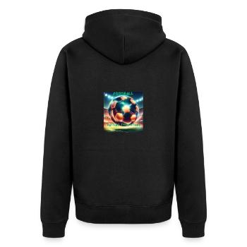 Fußball - Die Zukunft vereinen - Unisex Premium Bio Zip Hoodie - Schwarz - Hinten - Nico (187cm)