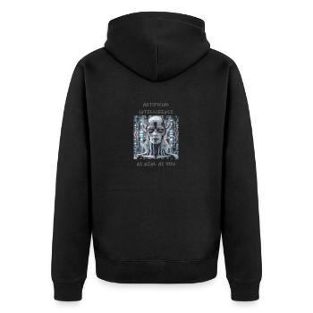 Are you human ? - Unisex Premium Organic Zip Hoodie - black - Back - Nico (187cm)