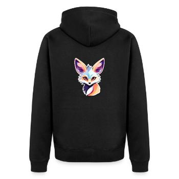 Desert Fox Fennec Drawing - Unisex Premium Organic Zip Hoodie - black - Back - Nico (187cm)