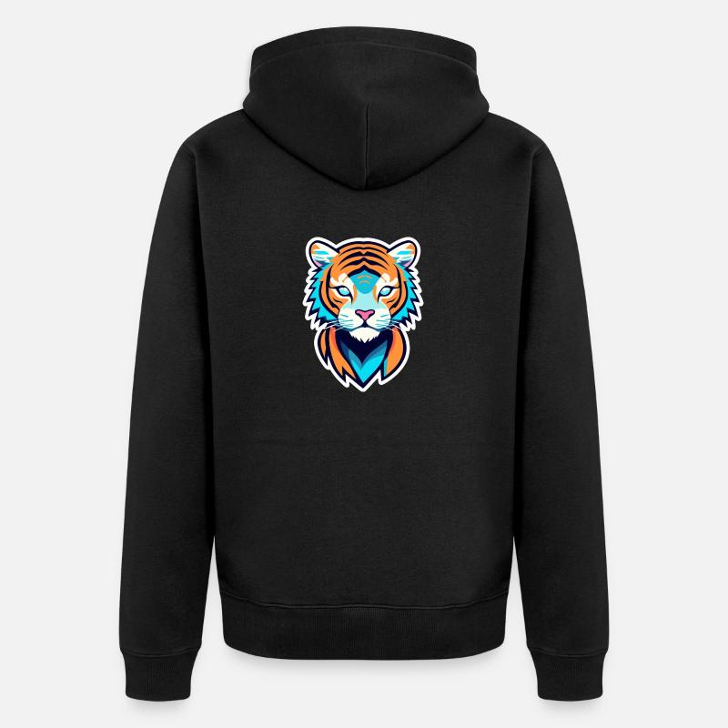 Illustration de tigre - Veste à capuche bio Premium Unisexe - noir