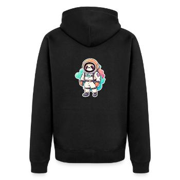 Faultier Astronaut Illustration - Unisex Premium Bio Zip Hoodie - Schwarz - Hinten - Nico (187cm)