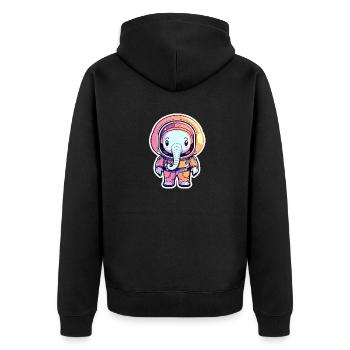 Elephant Astronaut Illustration - Unisex Premium Organic Zip Hoodie - black - Back - Nico (187cm)