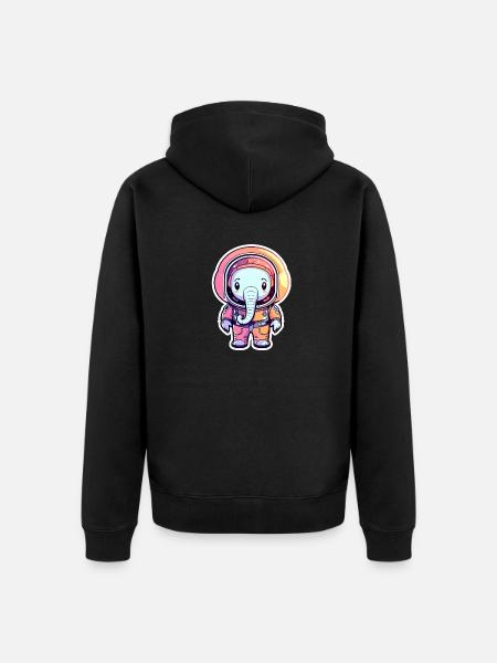 Elephant Astronaut Illustration - Unisex Premium Organic Zip Hoodie - black