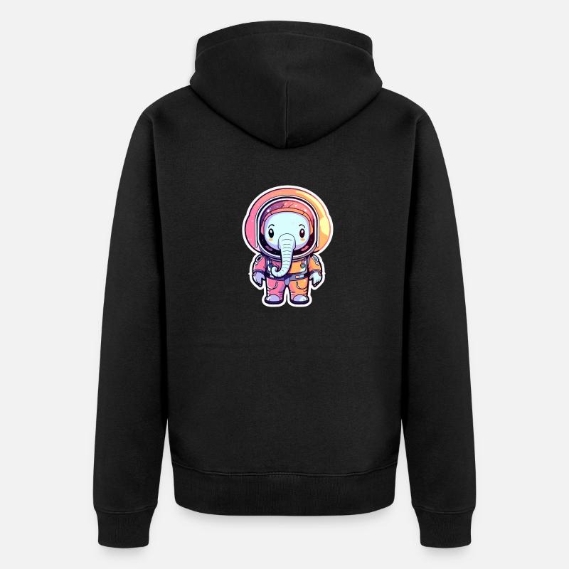 Illustration d’astronaute éléphant - Veste à capuche bio Premium Unisexe - noir