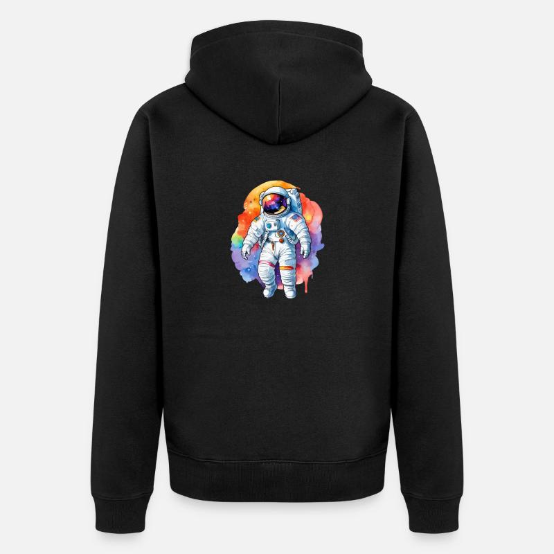 Aquarelle d’astronaute Aquarelle - Veste à capuche bio Premium Unisexe - noir