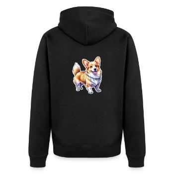 Welsh Corgi Pembroke Watercolor - Unisex Premium Organic Zip Hoodie - black - Back - Nico (187cm)