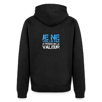 I'm not getting old, I'm increasing in value - Unisex Premium Organic Zip Hoodie - black - Back - Nico (187cm)