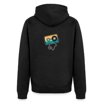 Oldschool costume with retro cassette - Unisex Premium Organic Zip Hoodie - black - Back - Nico (187cm)
