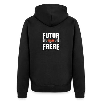 Futur grand frère - annonce futur grand frère - Veste à capuche bio Premium Unisexe - noir - Dos - Nico (187cm)