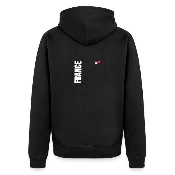 FRANKREICH Flagge und Emblem von Frankreich. Ertragen - Unisex Premium Bio Zip Hoodie - Schwarz - Hinten - Nico (187cm)