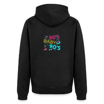 Vintage 90er Jahre Technologie Alte Gadgets TShirt - Unisex Premium Bio Zip Hoodie - Schwarz - Hinten - Nico (187cm)