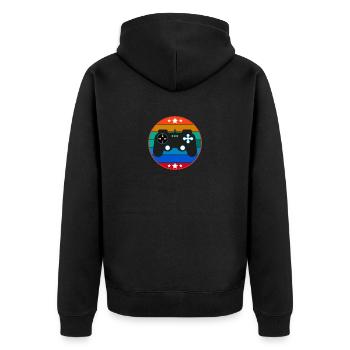 Vintage Retro Gaming Controller - Unisex Premium Bio Zip Hoodie - Schwarz - Hinten - Nico (187cm)