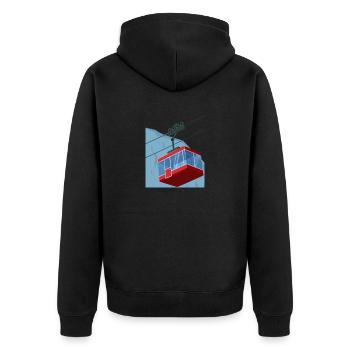 cable car red winter - Unisex Premium Organic Zip Hoodie - black - Back - Nico (187cm)