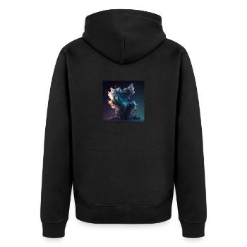 Abstrakter Schädel Nr. 10 - Unisex Premium Bio Zip Hoodie - Schwarz - Hinten - Nico (187cm)