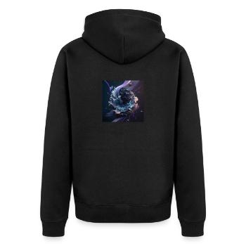 Abstrakte Digitale Kunst n°13 - Unisex Premium Bio Zip Hoodie - Schwarz - Hinten - Nico (187cm)