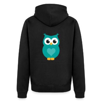 Eule - Unisex Premium Bio Zip Hoodie - Schwarz - Hinten - Nico (187cm)