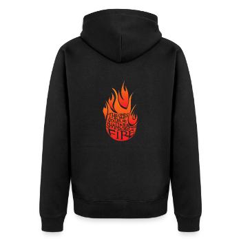 Heiliges Feuer Red Version - Unisex Premium Bio Zip Hoodie - Schwarz - Hinten - Nico (187cm)
