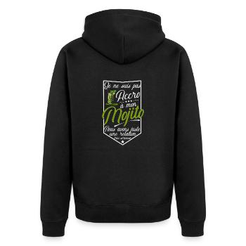 "Pas accro à mon mojito" t-shirt humour apéro - Veste à capuche bio Premium Unisexe - noir - Dos - Nico (187cm)