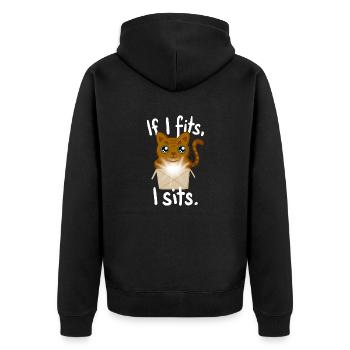 If I fits, I sits - Unisex Premium Bio Zip Hoodie - Schwarz - Hinten - Nico (187cm)