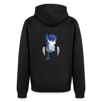 Dunkle Elfe - Unisex Premium Bio Zip Hoodie - Schwarz - Hinten - Nico (187cm)