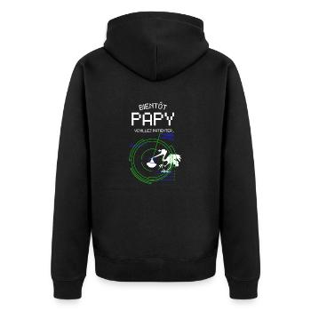 Bientôt Papy Naissance Bébe pour Futur Grand Père - Unisex Premium Organic Zip Hoodie - black - Back - Nico (187cm)