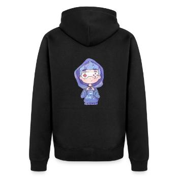 Lairos Shop Spread Love and Happiness <3 - Unisex Premium Bio Zip Hoodie - Schwarz - Hinten - Nico (187cm)