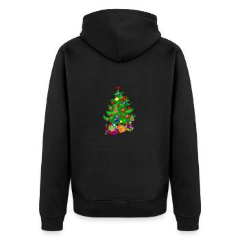 weihnachtsbaum christmas geschenk geschenkidee - Unisex Premium Bio Zip Hoodie - Schwarz - Hinten - Nico (187cm)
