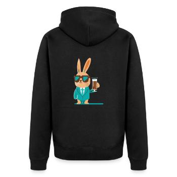 Lapin cool avec de la bière et des lunettes de soleil - Veste à capuche bio Premium Unisexe - noir - Dos - Nico (187cm)