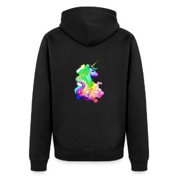 Einhorn Fabeltier Mädchen Einhörner Unicorn - Unisex Premium Bio Zip Hoodie - Schwarz - Hinten - Nico (187cm)