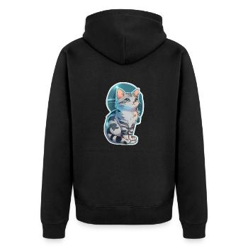 Niedliche kleine Katze - Unisex Premium Bio Zip Hoodie - Schwarz - Hinten - Nico (187cm)