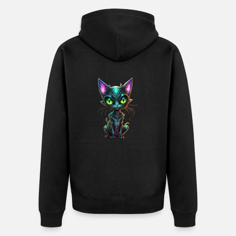 Alien Cat - Unisex Premium Bio Zip Hoodie - Schwarz