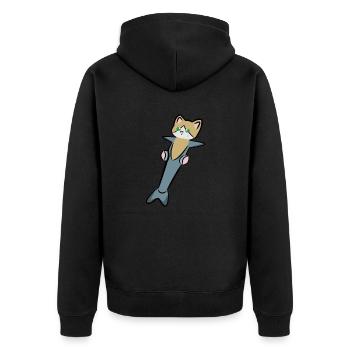 Katze Hai Katzenhai Meerjungfrauen Mädchen Jungen - Unisex Premium Bio Zip Hoodie - Schwarz - Hinten - Nico (187cm)
