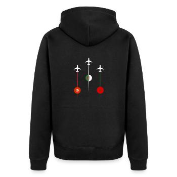 Maghreb United Airlines - Unisex Premium Bio Zip Hoodie - Schwarz - Hinten - Nico (187cm)