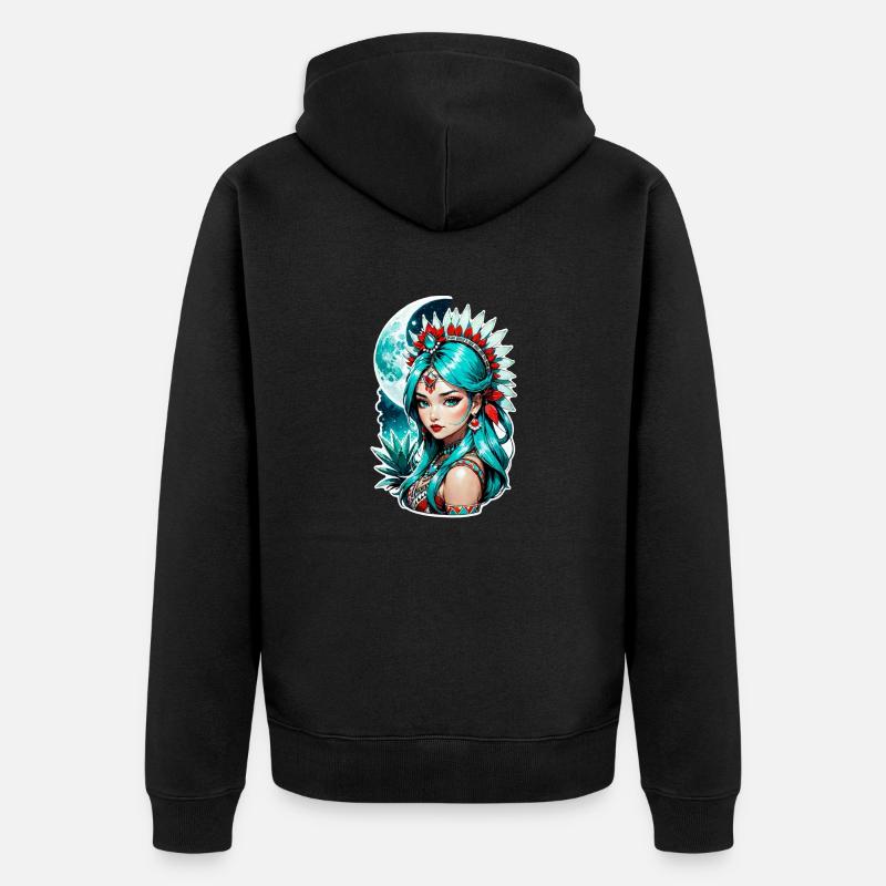 princesse indienne - aztek - Veste à capuche bio Premium Unisexe - noir
