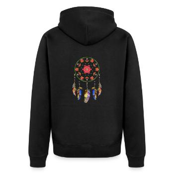 Traumfänger - Unisex Premium Bio Zip Hoodie - Schwarz - Hinten - Nico (187cm)