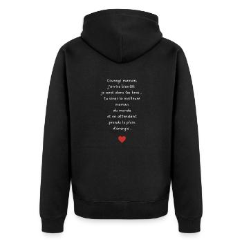 J’arrive bientôt maman-annonce grossesse maman - Veste à capuche bio Premium Unisexe - noir - Dos - Nico (187cm)