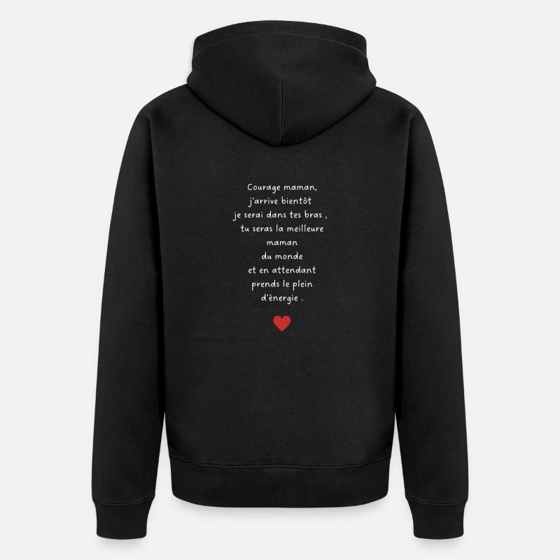 J’arrive bientôt maman-annonce grossesse maman - Veste à capuche bio Premium Unisexe - noir