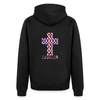 Croatie Croix drapeau patriotisme Vintage Gloire cheveux - Veste à capuche bio Premium Unisexe - noir - Dos - Nico (187cm)