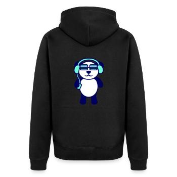Pandabär DJ Panda Bär Hört Laute Musik Party Tier - Unisex Premium Bio Zip Hoodie - Schwarz - Hinten - Nico (187cm)
