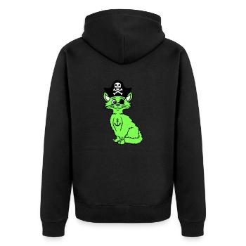 Süße Pirat Katzen Seeräuber Augenklappe Hut Kostüm - Unisex Premium Bio Zip Hoodie - Schwarz - Hinten - Nico (187cm)