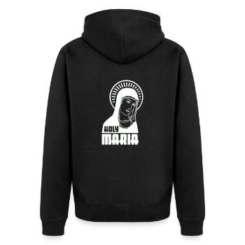 Holy Mary - Unisex Premium Organic Zip Hoodie - black - Back - Nico (187cm)
