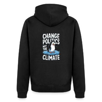 Changez les politiques pas le climat - Veste à capuche bio Premium Unisexe - noir - Dos - Nico (187cm)