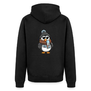 Penguin Comic Winter - Unisex Premium Organic Zip Hoodie - black - Back - Nico (187cm)